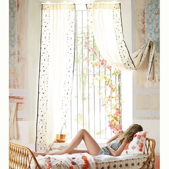 NWT Anthropologie Sketched Edge Curtain 50"x108" - Picture 3 of 3